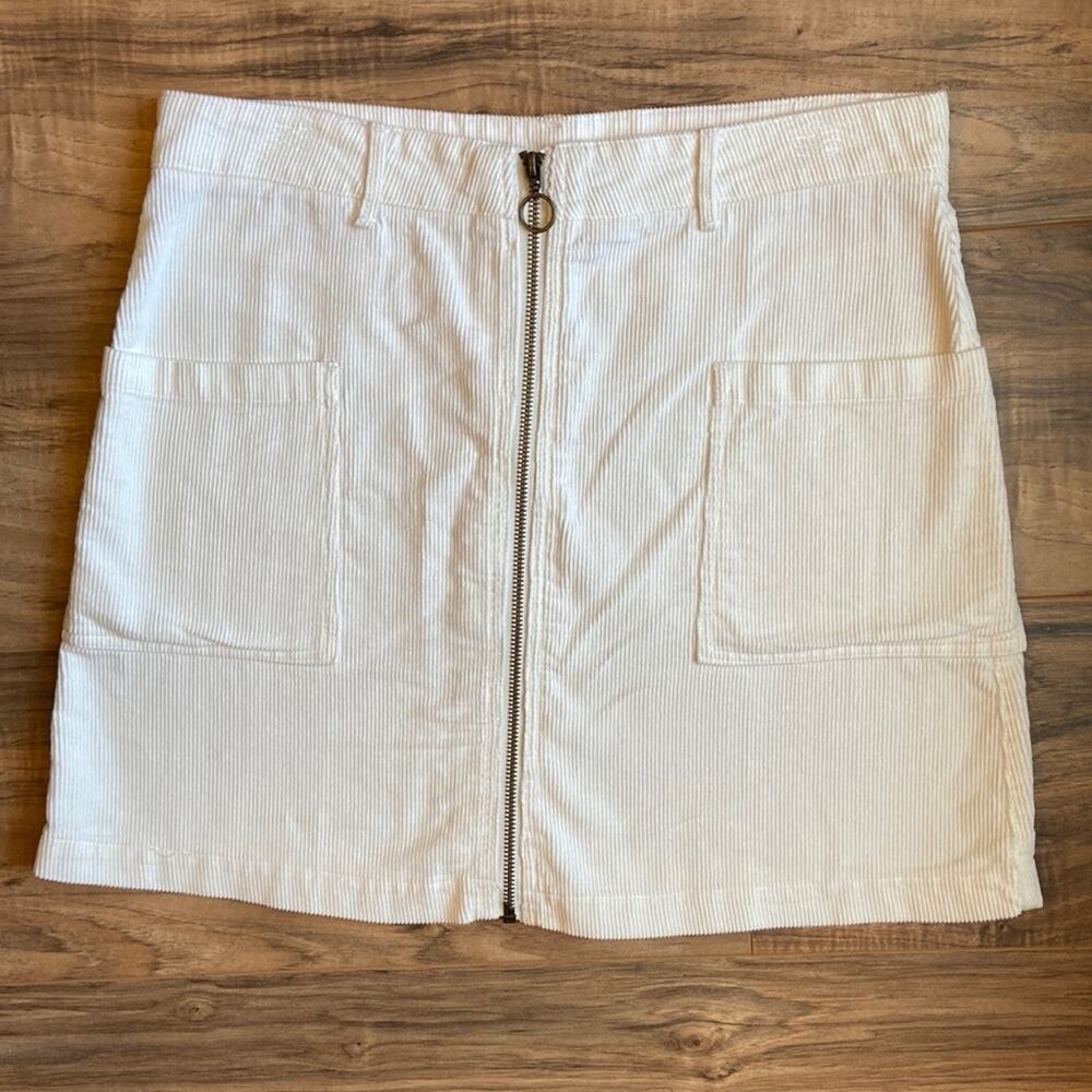 White Corduroy Mini Skirt NWT Size L
